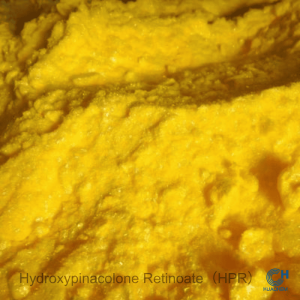 Macro photography revealing the fine, uniform, yellow crystalline powder texture of Huachem HPR.