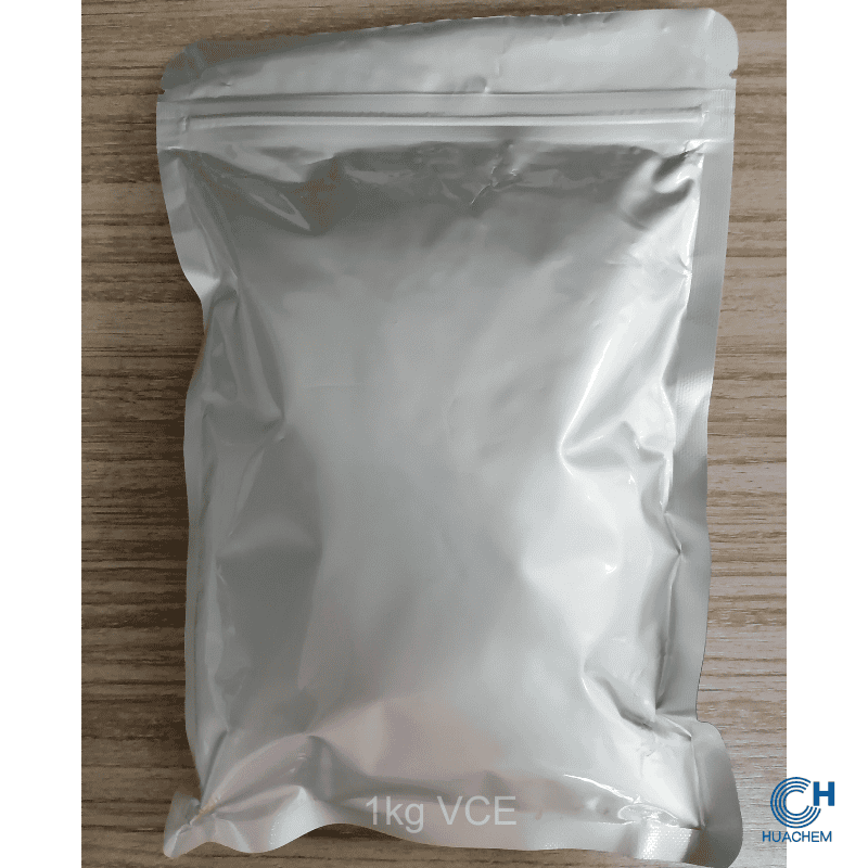 Standard 1kg retail unit of Huachem 3-O-Ethyl Ascorbic Acid, packaged in a sealed metallic foil pouch for optimal protection.