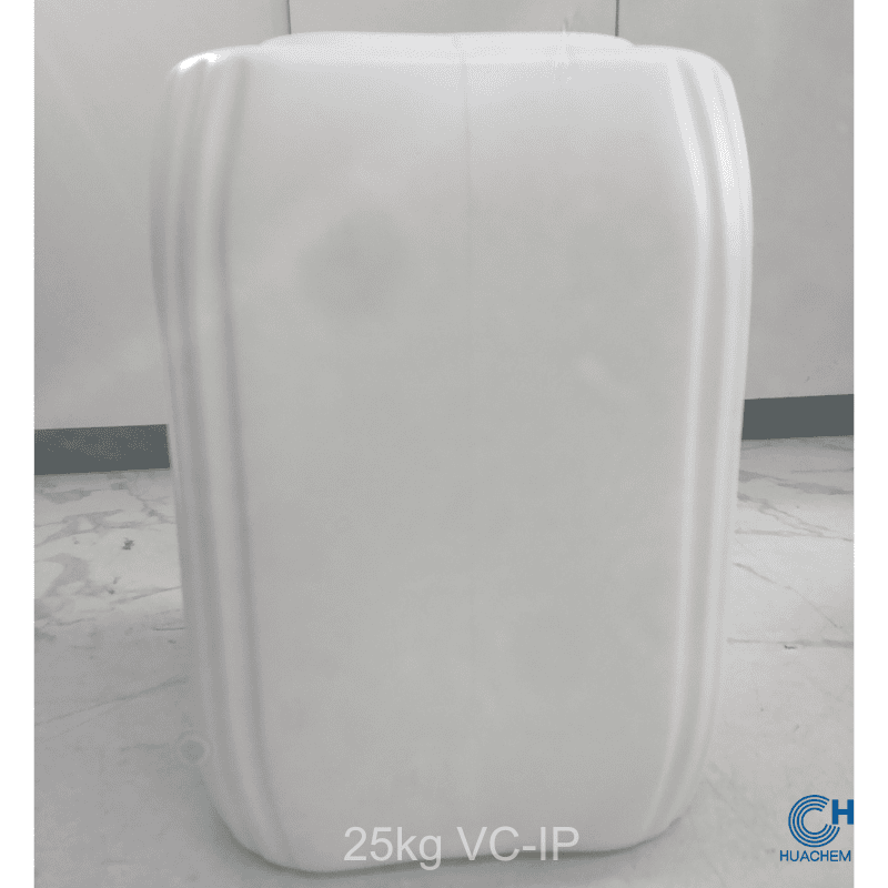 Industrial 25kg bulk packaging of Huachem uachem Ascorbyl Tetraisopalmitate in a sealed, opaque plastic drum. This design ensures complete light protection and secure handling for large-scale cosmetic manufacturing.
