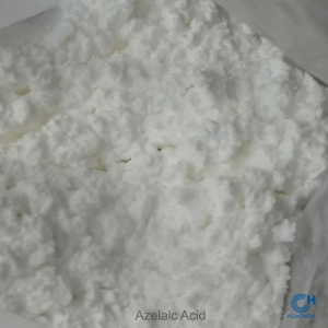 Macro photography revealing the fine, uniform, white powder texture of Huachem Azelaic Acid.