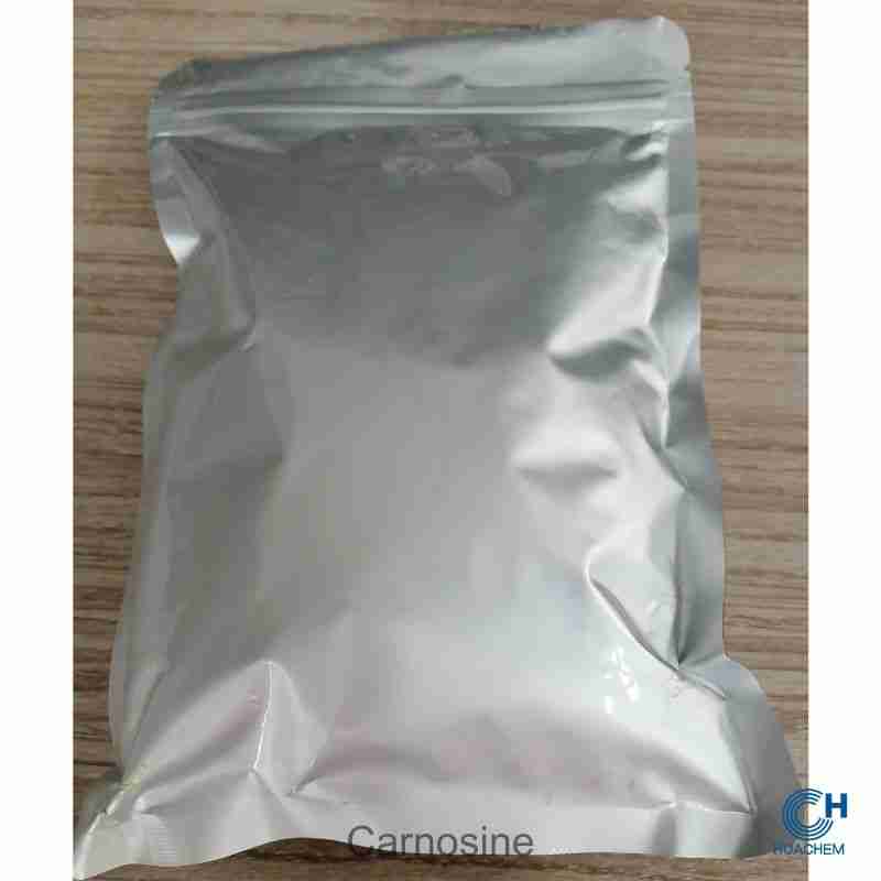 Standard 1kg retail unit of Huachem Carnosine, packaged in a sealed metallic foil pouch for optimal protection.