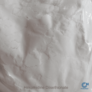 The fine, uniform, white powder texture of Huachem Hexamidine Diisethionate, a high-purity cosmetic preservative.