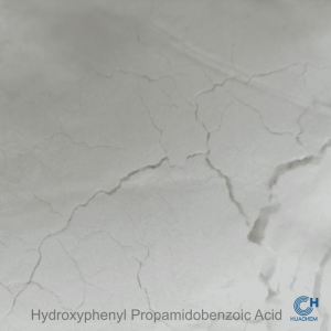 The fine, uniform, white powder texture of Huachem Hydroxyphenyl Propamidobenzoic Acid, a high-purity cosmetic preservative.