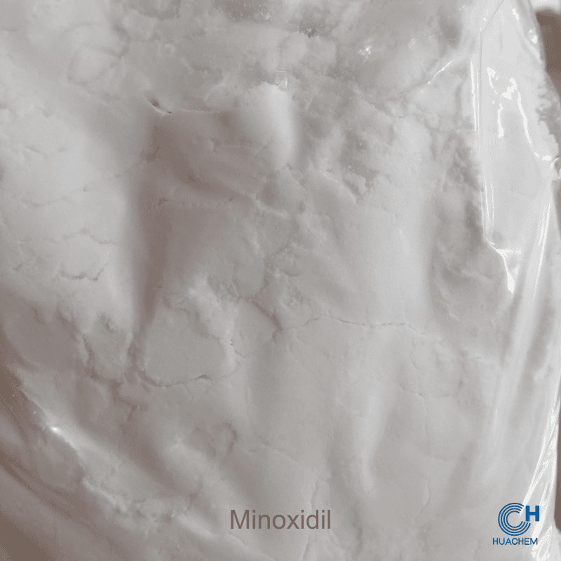 The fine, uniform, white powder texture of Huachem Minoxidil, a high-purity cosmetic preservative.